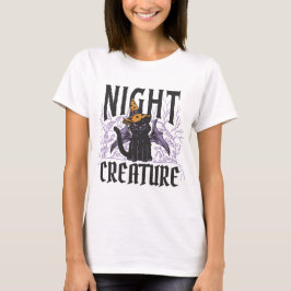 Black Halloween Kitty Night Creature T Shirt