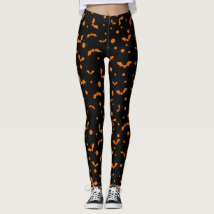 Black Halloween Leggings med Spooky Orange Fladder