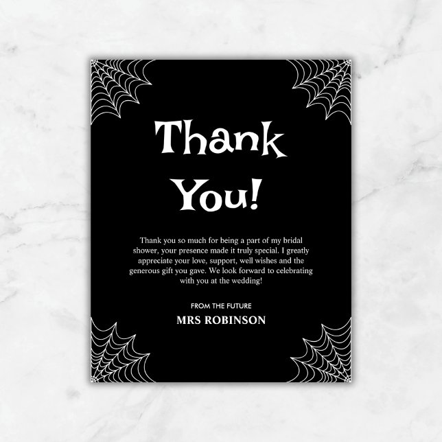 Black Halloween-Möhippa - tackkort (Black She Found Her Boo Halloween Bridal Shower Thank You Card )