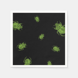 Black Halloween Napkin med Grönt Beetles Pappersservett