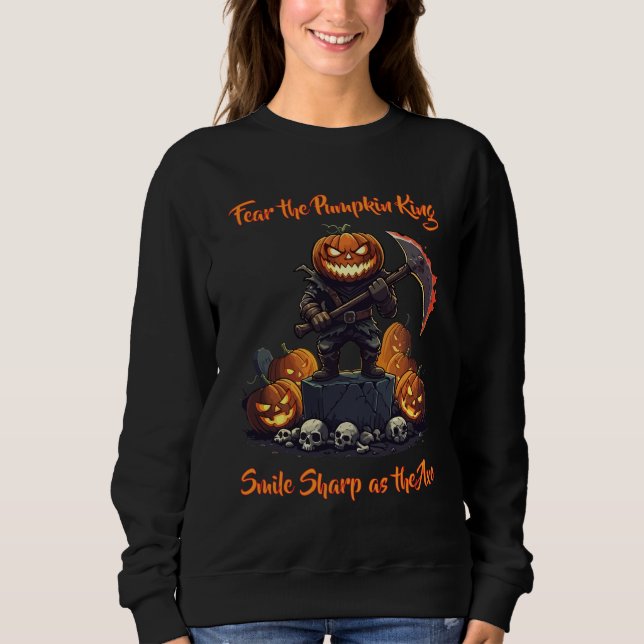 🖤 Black Halloween Pumpkin Kid Sweat 🎃 T Shirt (Framsida)