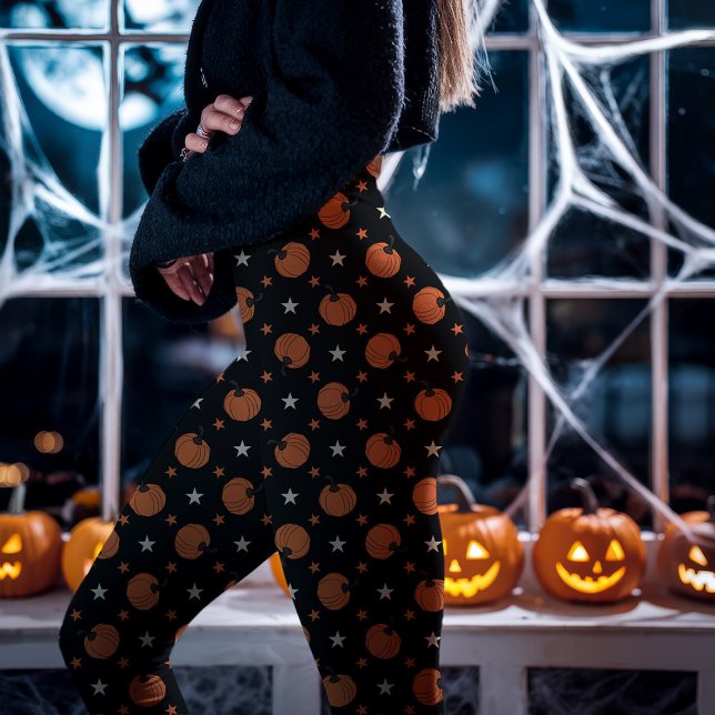 Black Halloween Pumpkins och Stars Leggings (Skapare uppladdad)