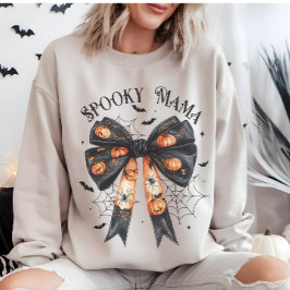 Black Halloween Spooky Mamma Bow Coquette T Shirt