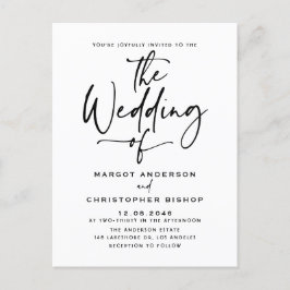 Black Hand Lettered Calligraphy Boho Bröllop Inbjudan Vykort