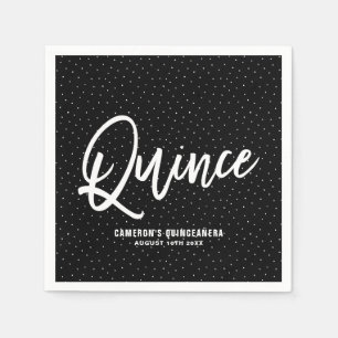 Black Hand Lettered Quinceañera Pappra Napkins Pappersservett