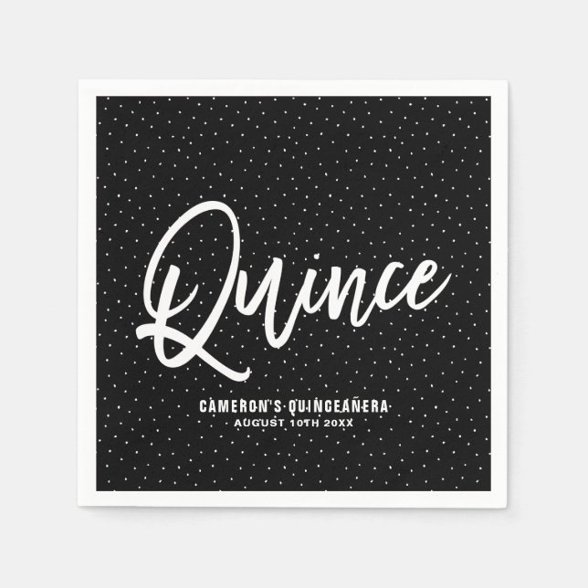 Black Hand Lettered Quinceañera Pappra Napkins Pappersservett (Framsidan)