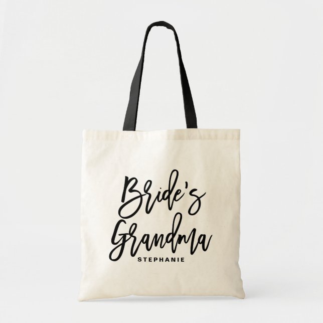 Black Hand Lettering Brides Grandma Personlig Tygkasse (Framsidan)