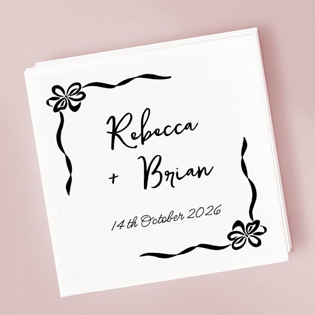 Black Hand plockade Bow Ribbon Sketch Bröllop Pappersservett (Skapare uppladdad)