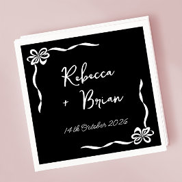Black Hand plockade Bow Ribbon Sketch Bröllop Pappersservett