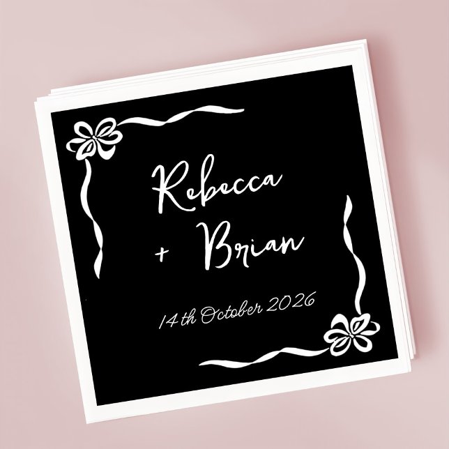 Black Hand plockade Bow Ribbon Sketch Bröllop Pappersservett (Skapare uppladdad)