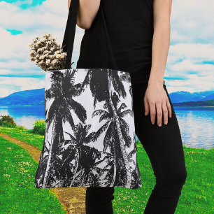 Black Handflatan Träd Large Shoulder Bag Tygkasse