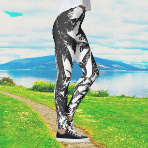 Black Handflatan Träd Leggings