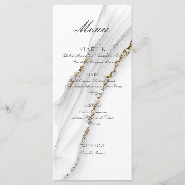 Bläck Handgjord Vit Platt Meny Alkohol (Framsida)