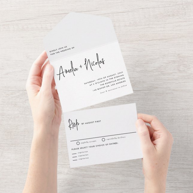 Black Handwrite Modern Typography Bröllop (Tearaway)