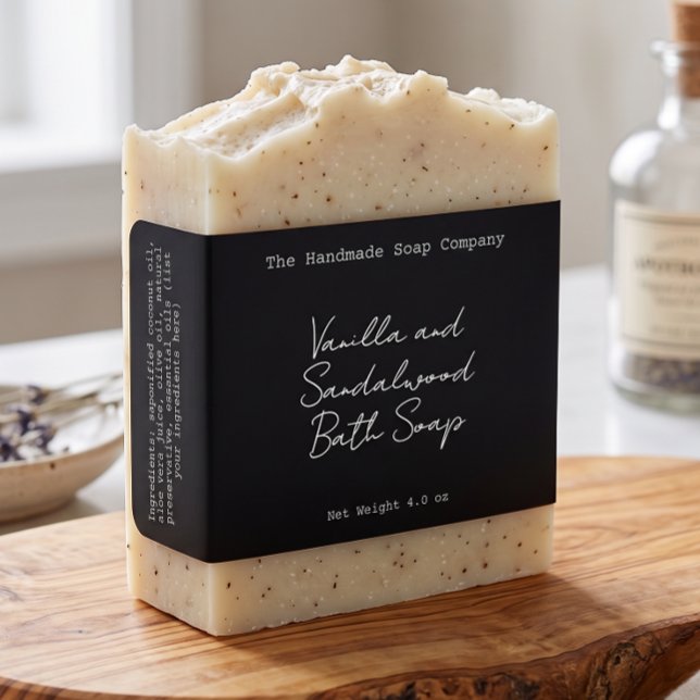 Black Handwritten Look Soap Label  Fraktsedel (Skapare uppladdad)