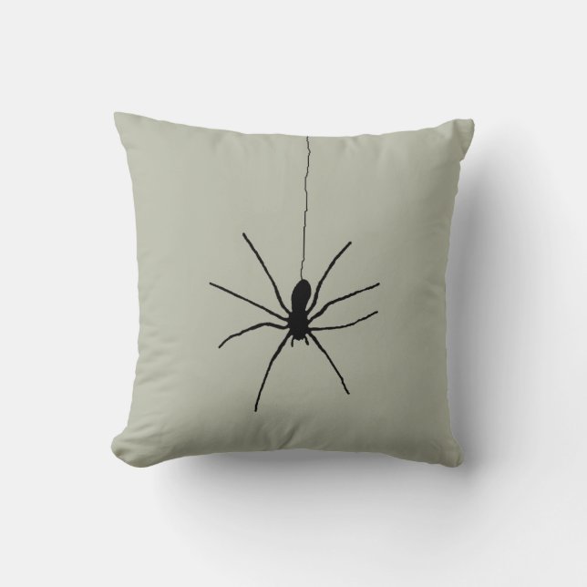 Black Hanging Spider på Ash Grått Färg Kudde (Framsida)