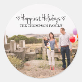 Black Happiest Helgdagars Photo Stickers Runt Klistermärke