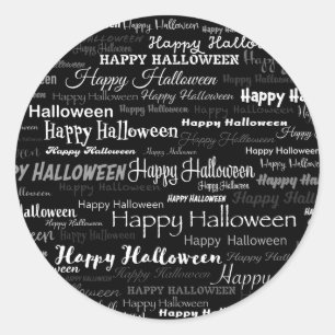 Black Happy halloween Modern Typography Runt Klistermärke