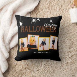 Black Happy halloween Photo Collage Spiders Kudde