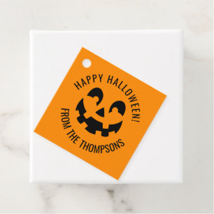 Black Happy halloween Pumpkin Ansikte Shape On Ora Gåvor Etiketter