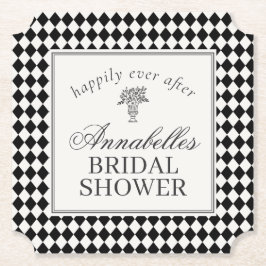 Black Harlequin Checkered Bridal Shower Underlägg Papper
