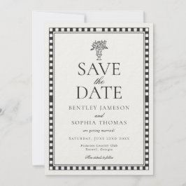 Black Harlequin Checkered Save the Date Inbjudningar