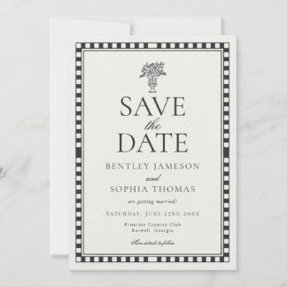 Black Harlequin Checkered Save the Date Inbjudningar