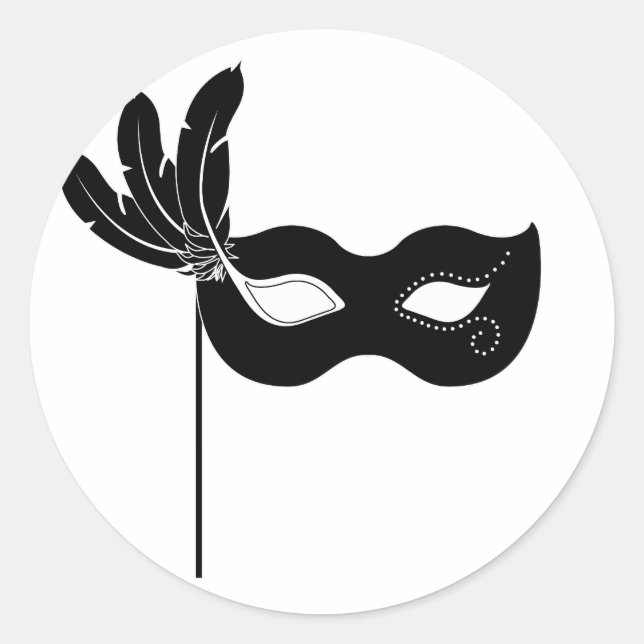 Black Harlequin Mask Stickers Runt Klistermärke (Framsida)