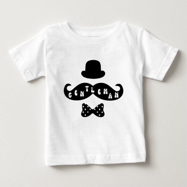Black Hat Mustache Avslappnad Pojke T-Shirt (Framsida)