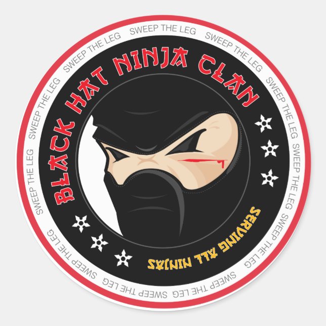 Black Hat Ninja Sticker Runt Klistermärke (Framsida)