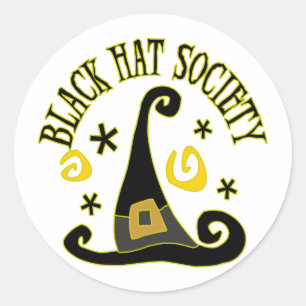 Black Hat Society Stickers/Kuvert Seals Runt Klistermärke