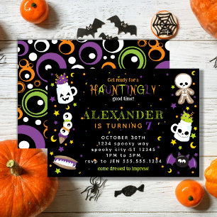 Black Haunting Halloween Birthday Inbjudningar