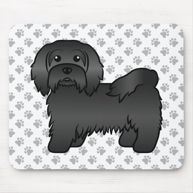 Black Havanese Cute Tecknad hund Illustration Musmatta (Framsidan)