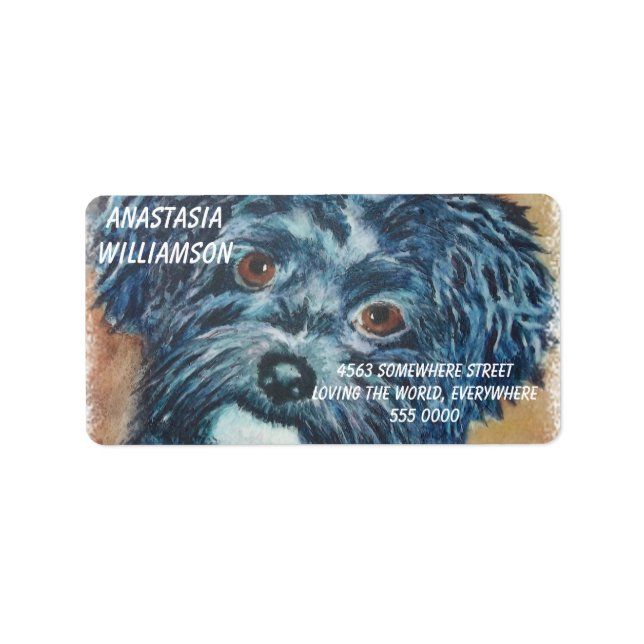 Black Havanese Puppy ADRESS Adressetikett (Framsidan)