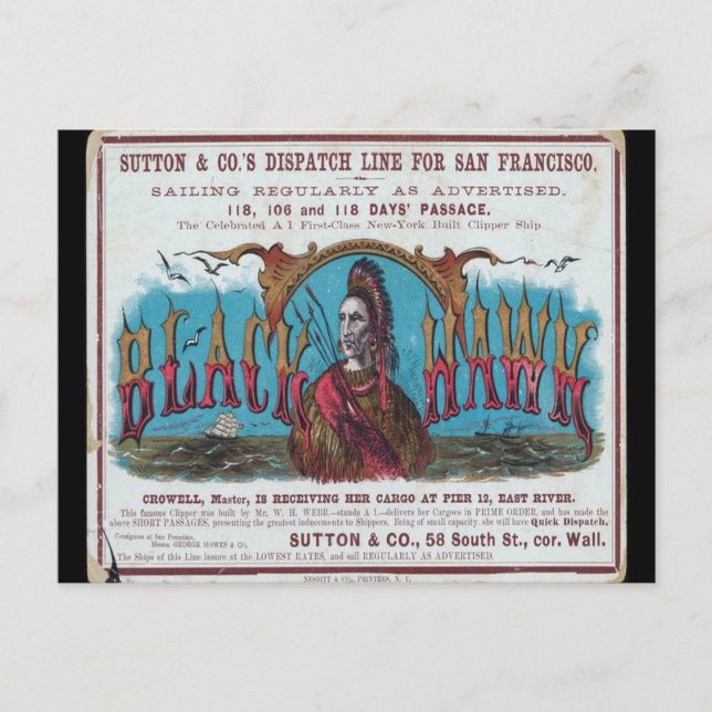 Black Hawk Clipper Sailing Vykort (Framsida)