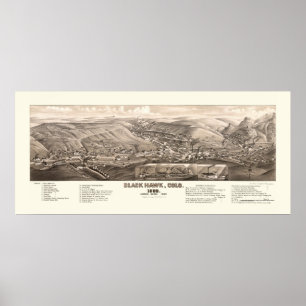 Black Hawk, CO Panoramic Karta - 1882 Poster