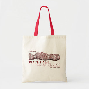 Black Hawk Colorado old town red byggnad bag Tygkasse
