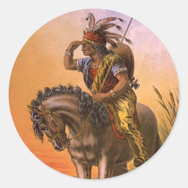 Black Hawk Native Indian Runt Klistermärke (Framsida)