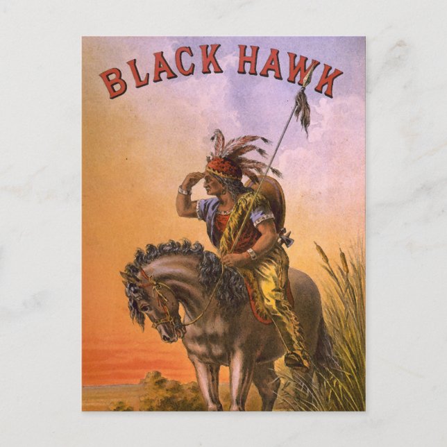 Black Hawk Native Indian Vykort (Framsida)