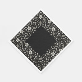 Black Hawthorn Blommigt Boundary Design Pappersservett