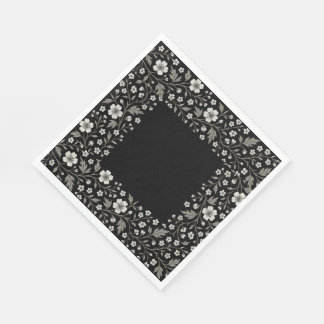 Black Hawthorn Blommigt Boundary Design Pappersservett
