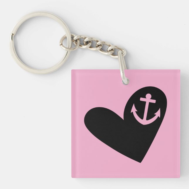 Black Heart Anchor Pink Square Acrylic (Framsidan)