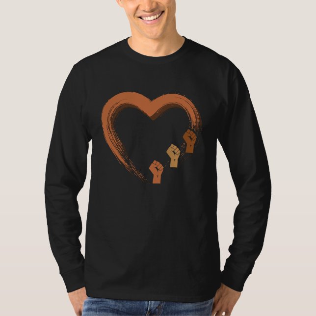 Black Heart Black History Month African American P T Shirt (Framsida)