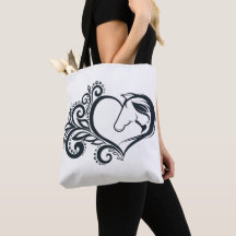 Black Heart Horse Girl Feminine Elegant