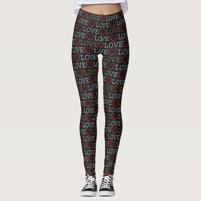Black Heart Kärlek Kvinnors förband Leggings (Framsida)
