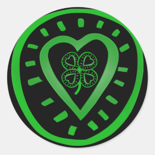 Black Heart Klöver St patrick's day R Sticker Runt Klistermärke