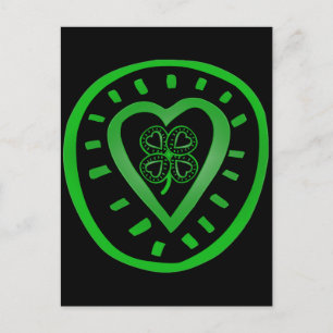 Black Heart Klöver St patrick's day-vykort Vykort