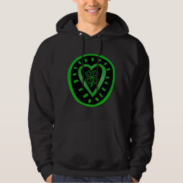 Black Heart med Shamrock St patrick's day Hoddie Tröja Med Luva