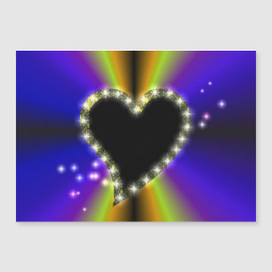 Black Heart med stjärnor på lila gult Rainbow