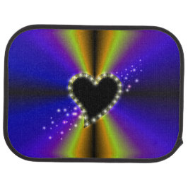 Black Heart med stjärnor på lila gult Rainbow Bilmatta